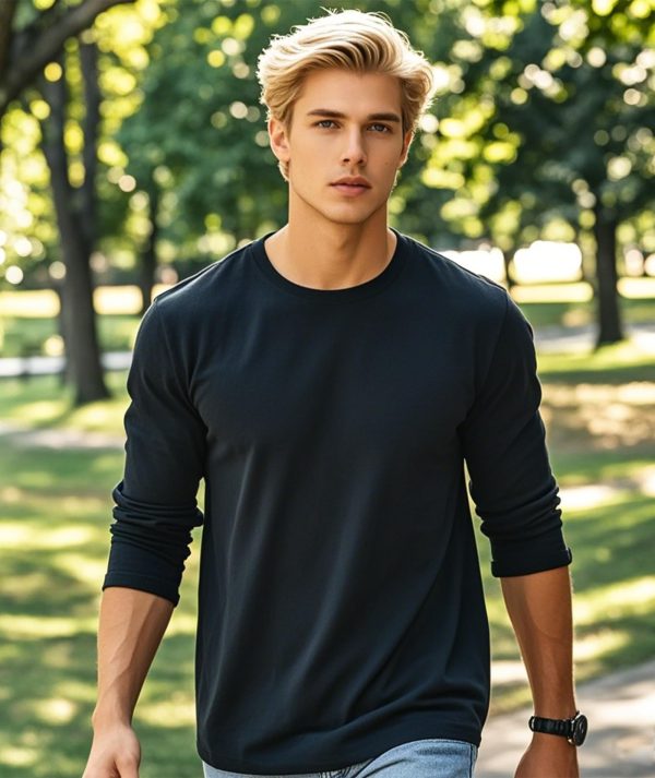3 Pack Men's Cotton Shirt Loose Fit Long Sleeve T-Shirt Moisture Wicking Crew Neck Shirts Comfort Casual Base Layer Tops