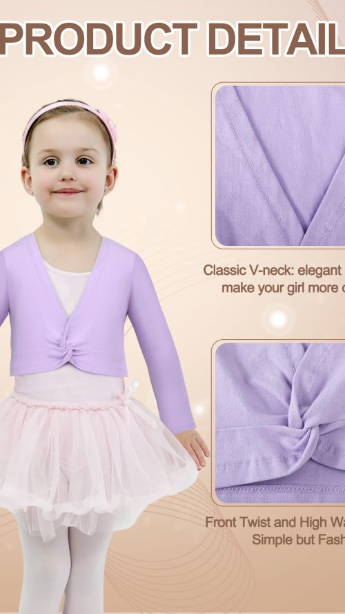 3 Pcs Girls Ballet Wrap Cover up Ballet Top Sweater Cotton Long Sleeve Dance Shrug Dance Leotard for Kids