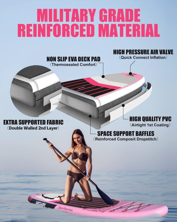 Inflatable Stand Up Paddle Board Premium SUP Accessories, Backpack, Wide Stance, Surf Control, Non-Slip Deck, Leash, Paddle and