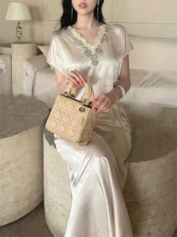 Women's Tassel Top Set - V-Neck Patchwork Crop Top & Skirt 2-Piece