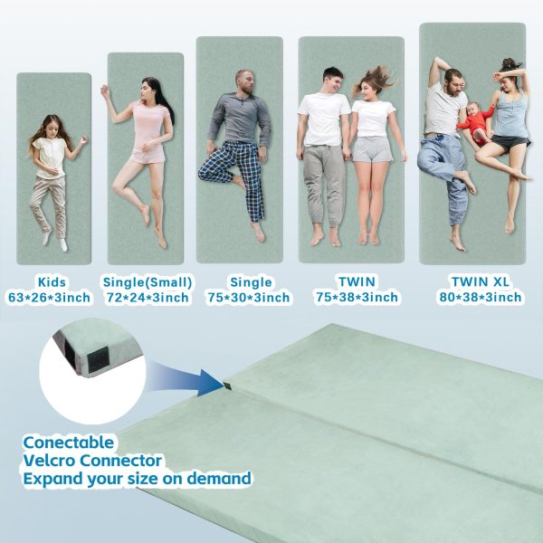 CertiPUR-US Memory Foam Camping Mattress, Portable Roll Up Travel Car Camping Mattress Sleeping Pad & Floor Mattress, Cot