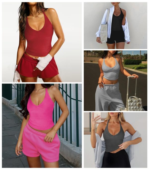 Womens Tank Tops Summer V Neck Workout Racerback Yoga Gym Tank Tops