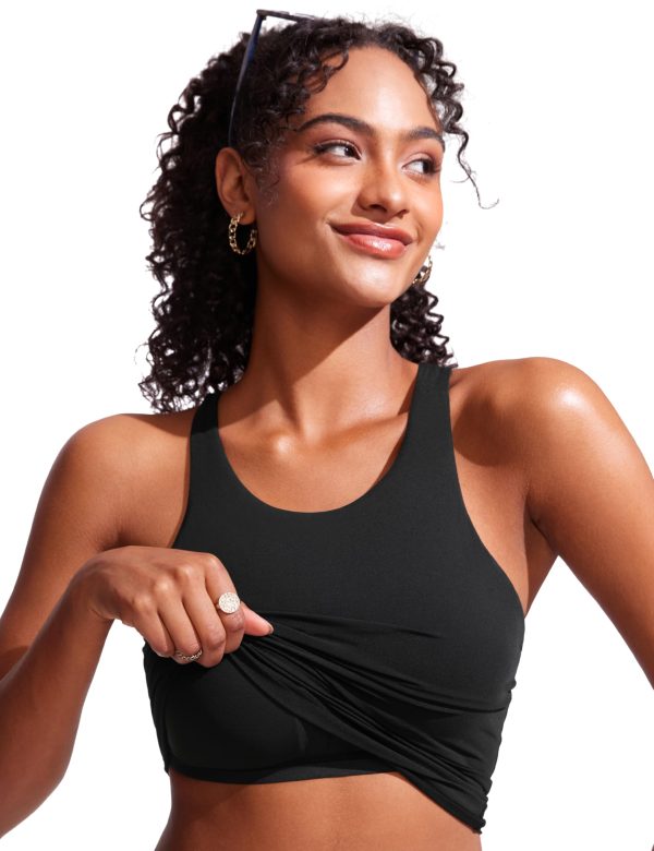 Racerback Tankini Tops for Women High Neck Modest Bathing Swim Suits Sporty Tank Only No Bottom