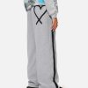 Wide Leg Sweatpants Women Baggy Graffiti Heart Lounge Pants with Pockets