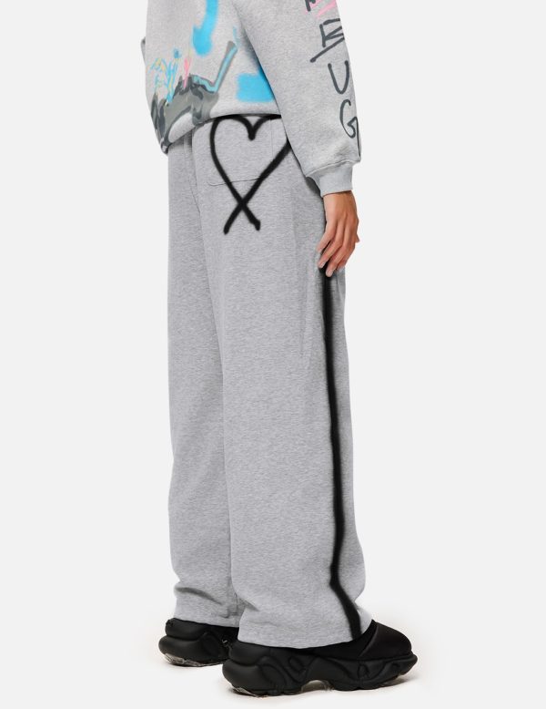 Wide Leg Sweatpants Women Baggy Graffiti Heart Lounge Pants with Pockets