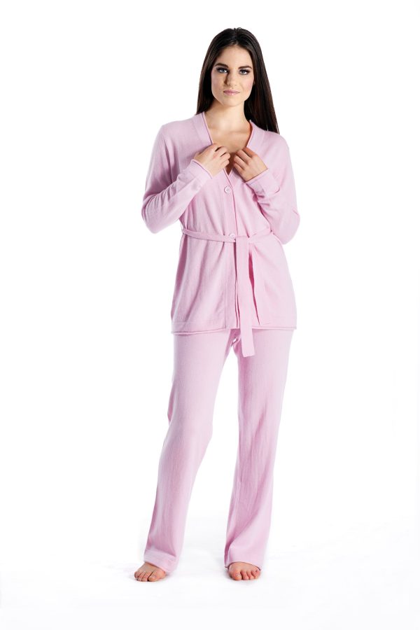 100% Pure Cashmere Lounge Pajamas Sets for Women - Long Sleeve, Classic Style, Lightweight, Soft and Warm