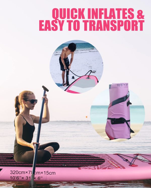 Inflatable Stand Up Paddle Board Premium SUP Accessories, Backpack, Wide Stance, Surf Control, Non-Slip Deck, Leash, Paddle and