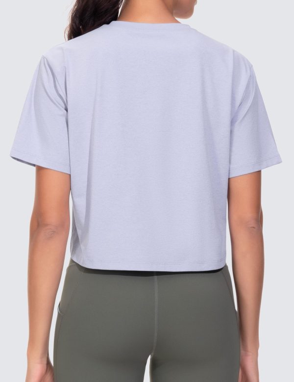 Workout Crop Tops for Women Short Sleeve Shirts Loose Fit Yoga Athletic Basic Cropped T-Shirts