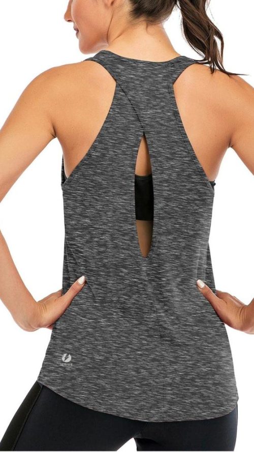 ICTIVE Womens Cross Backless Workout Tops for Women Racerback Tank Tops Open Back Running Muscle Tank Yoga Shirts