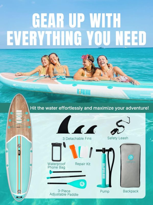 Inflatable Stand Up Paddle Board with SUP Accessories, Anti-Slip EVA Deck, 10’6’’ Inflatable Paddle Boards for Adults & Youth of