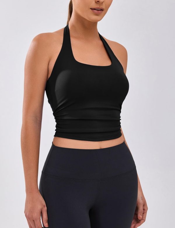 Womens Halter Built in Bra Workout Sports Tank Tops Summer Trendy Backless Going Out Clothing 2025