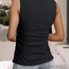 Tank Top with Built in Bra for Women Casual Summer Sleeveless Tops Slim Fitted V Neck Ruched Cami Shirts