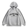 Oversized Hoodie Vintage Letter Print Sweatshirt Novelty Hooded Pullover With Pocket