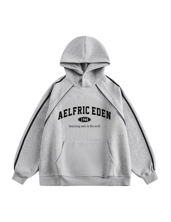 Oversized Hoodie Vintage Letter Print Sweatshirt Novelty Hooded Pullover With Pocket