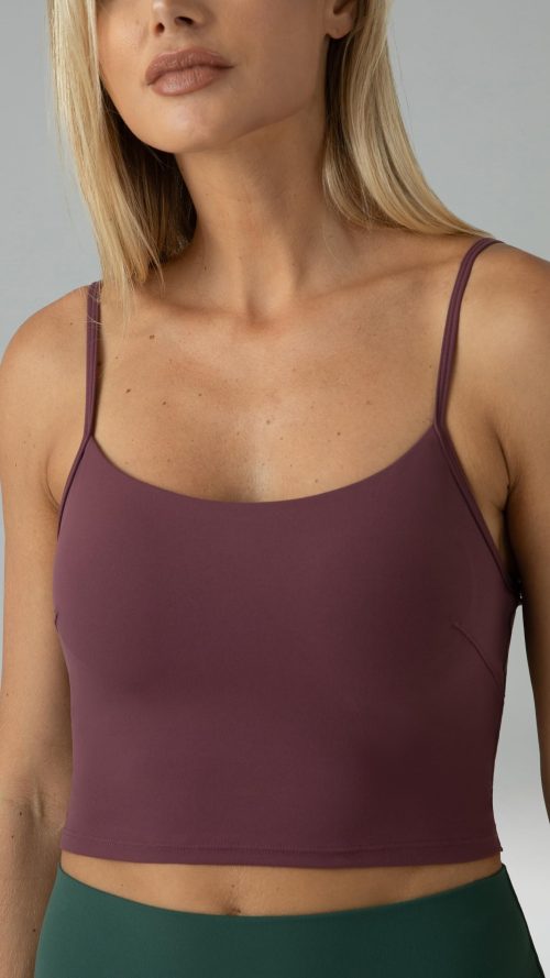 Women's Dreamlux Crop Tank Tops with Built in Bra Adjustable Spaghetti Strap Workout Yoga Camisole