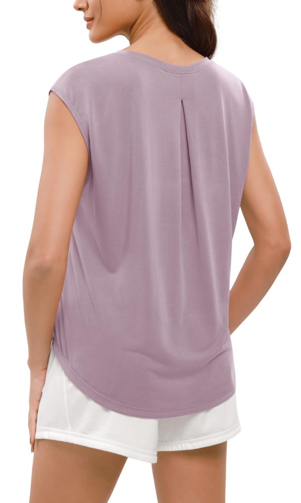 Modal Soft Sleeveless Shirts for Women Crew Neck Yoga Tee Summer Flowy Workout Tank Tops