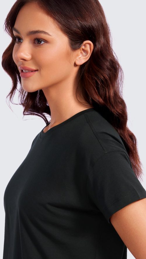 Pima Cotton Short Sleeve Workout Tops for Women Loose Basic T-Shirts Athletic Gym Casual Shirts