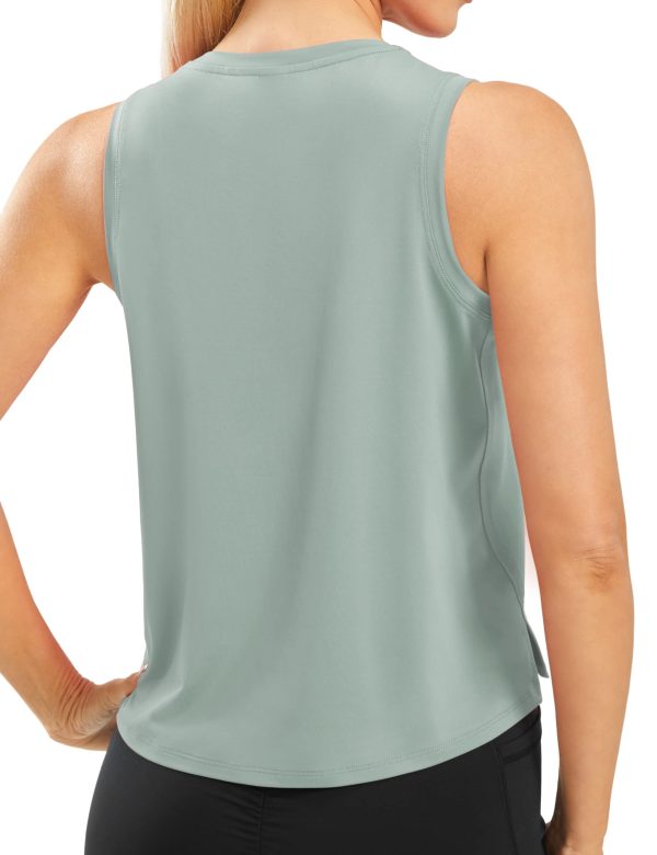 Ice Silk Crop Workout Tank Tops for Women Cool-Dry Sleeveless Loose Fit Yoga Shirts