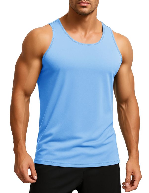 Men's UPF 50+ Tank Top Sleeveless Workout Swim Shirts Quick Dry Muscle Shirt for Bodybuilding Gym Beach
