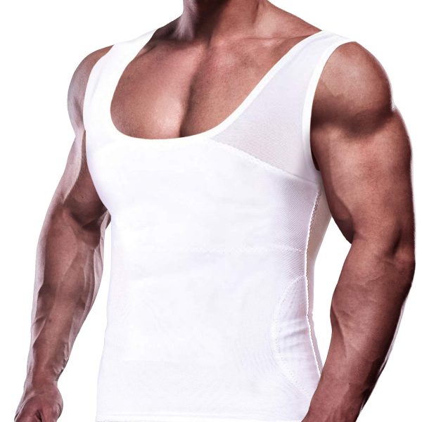 Mens Slimming Body Shaper Vest Chest Compression Shirt Abs Abdomen Slim Tank Top Undershirt