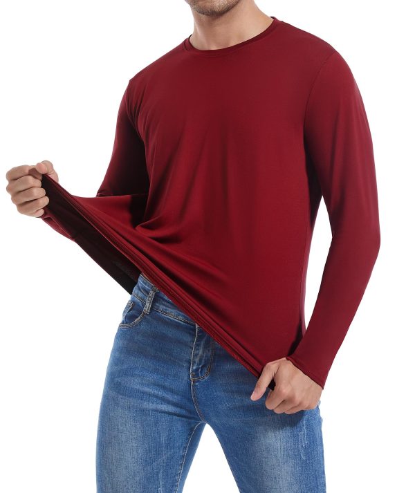 3 Pack Men's Cotton Shirt Loose Fit Long Sleeve T-Shirt Moisture Wicking Crew Neck Shirts Comfort Casual Base Layer Tops