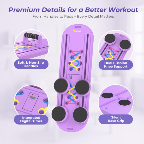 Pilates Reformer Board – 5-in-1 Foldable Pilates Machine for Home Workout, Portable Fitness Board with Resistance Bands, Full