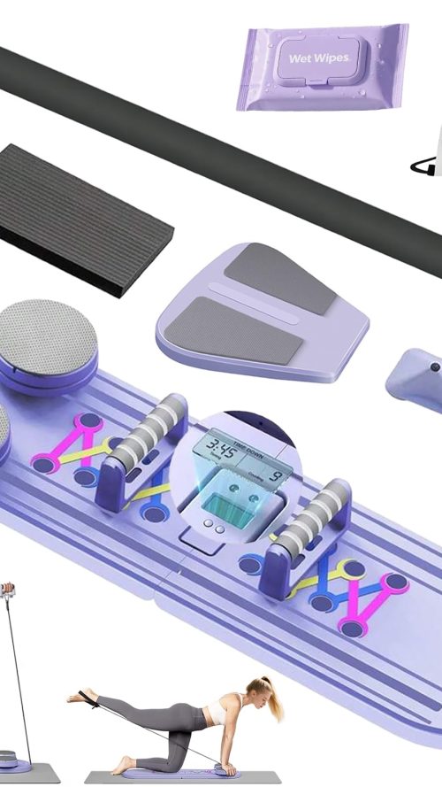 Pilates Board-Pilates Reformer Set 6 in 1 Multifunctional Abdominal Pilates Board for Home Workout Equipment, Foldable Pilates