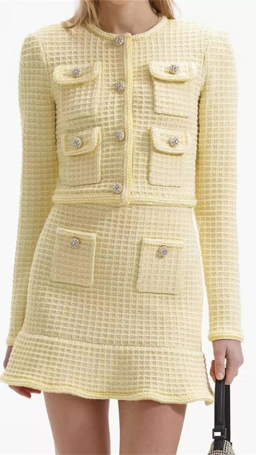 Women's Grid Print Skirt Set - Round Neck Long Sleeve Top & High Waist Mini Skirt