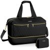 Multifunctional Gym Bag for Women, Black with USB Charging Port, 40L Waterproof Duffel Bag for Travel, Gym, Yoga, Weekender,