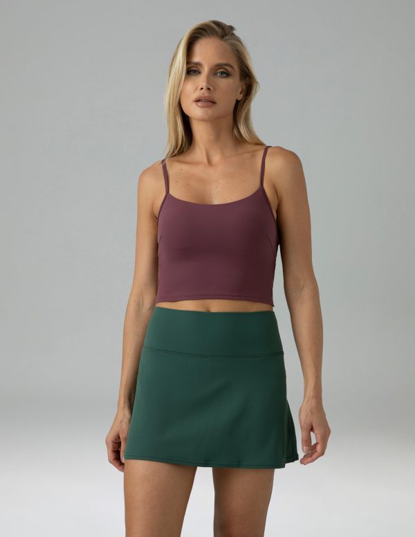 Women's Dreamlux Crop Tank Tops with Built in Bra Adjustable Spaghetti Strap Workout Yoga Camisole