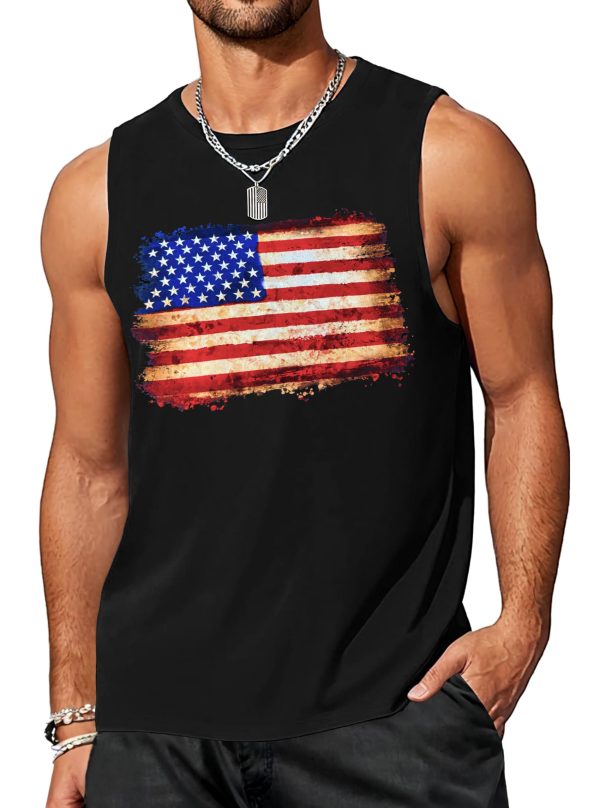 4th of July Tank Top Men American Flag Patriotic Sleeveless Shirts USA Stars and Stripes Independence Day Muscle Tanks