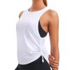 Pima Cotton Women Racerback Sleeveless Workout Tops Crew Neck Ruched Side Tanks Athletic Casual Loose Shirts