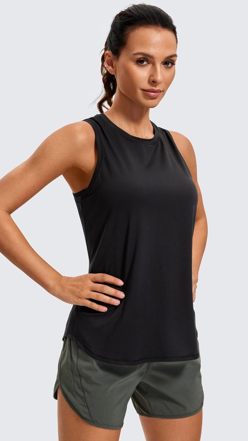 Lightweight Racerback Tank Tops for Women High Neck Workout Athletic Running Sleeveless Shirts