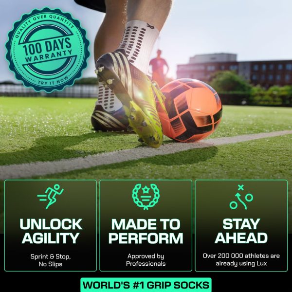 Lux Dual Grip Socks - Soccer Grip Socks for Men and Women. GripArray Performance & Comfort