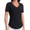 Womens Pima Cotton V Neck T-Shirt Short Sleeve Casual Workout Shirts Soft Summer Basic Tee Tops