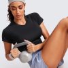 Seamless Womens Short Sleeve Crop Tops Breathable Slim Fit Gym Workout Shirts Athletic Running Basic Tee Top