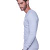 Men's Ribbed Thermal V-Neck Long Sleeve Yoga & Gym Henley Modal Fabric Made in America Stretch European Style Fit