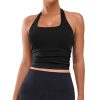 Womens Halter Built in Bra Workout Sports Tank Tops Summer Trendy Backless Going Out Clothing 2025