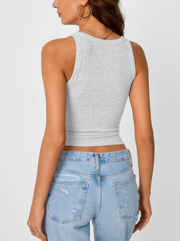 Womens Tank Tops Crop Camisole Summer Fashion Sleeveless Ribbed Workout Basic Going Out Gym Spring Clothes 2025