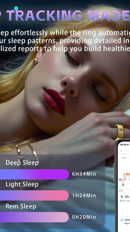 Fitness Tracker Ring for Men Women – Smart Health Ring with Heart Rate, SpO2, Blood Pressure, Sleep Monitoring, Steps, Calories,