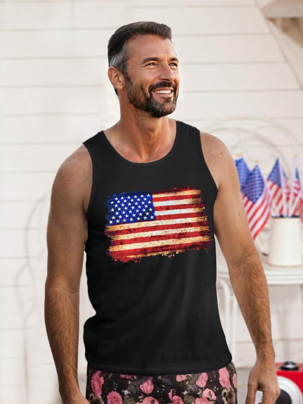 4th of July Tank Top Men American Flag Patriotic Sleeveless Shirts USA Stars and Stripes Independence Day Muscle Tanks