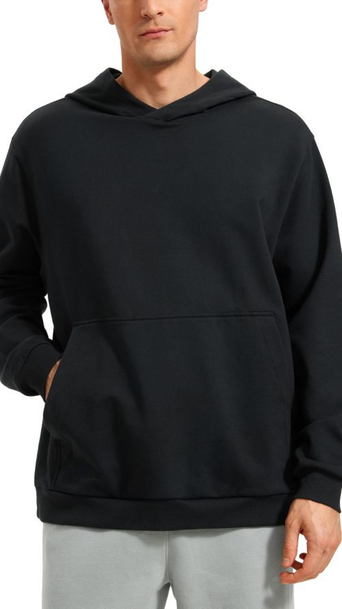 Mens Fleece Hoodies Basic Casual Hooded Sweatshirts Long Sleeve Pullover Workout Tops with Pocket