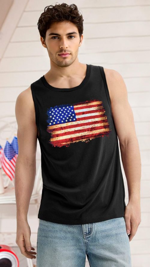 4th of July Tank Top Men American Flag Patriotic Sleeveless Shirts USA Stars and Stripes Independence Day Muscle Tanks