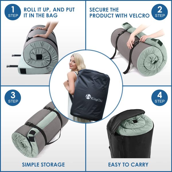 CertiPUR-US Memory Foam Camping Mattress, Portable Roll Up Travel Car Camping Mattress Sleeping Pad & Floor Mattress, Cot