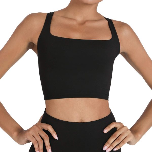 Strappy Yoga Sports Bras for Women Padded Criss-Cross Back Tank Tops