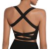 Strappy Yoga Sports Bras for Women Padded Criss-Cross Back Tank Tops