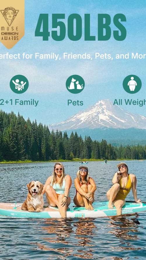 Inflatable Stand Up Paddle Board with SUP Accessories, Anti-Slip EVA Deck, 10’6’’ Inflatable Paddle Boards for Adults & Youth of