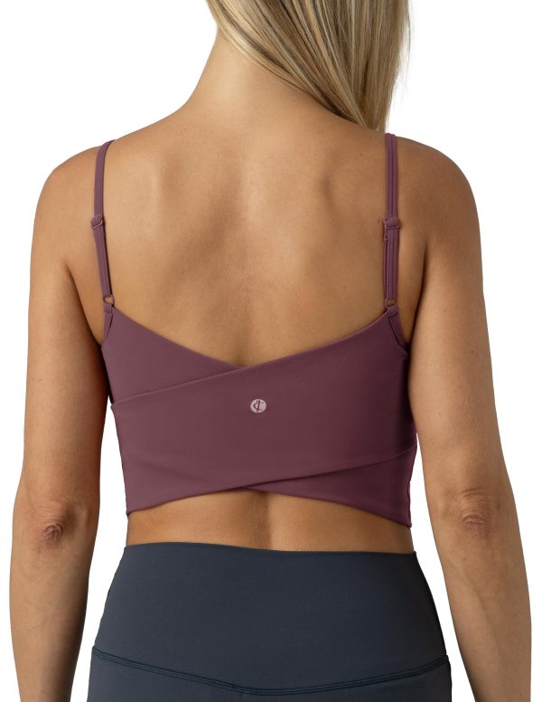 Women's Dreamlux Crop Tank Tops with Built in Bra Adjustable Spaghetti Strap Workout Yoga Camisole