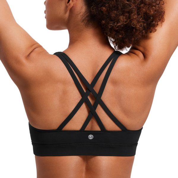 Women's Strappy Sports Bras Fitness Workout Padded Yoga Top Criss Cross Back Cami