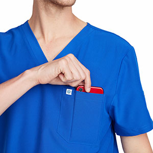 Uniforms World Louis Scrubs Set for Men — Classic V-Neck Stretch Top & Jogger Pants Yoga Waistband, 8 Pockets